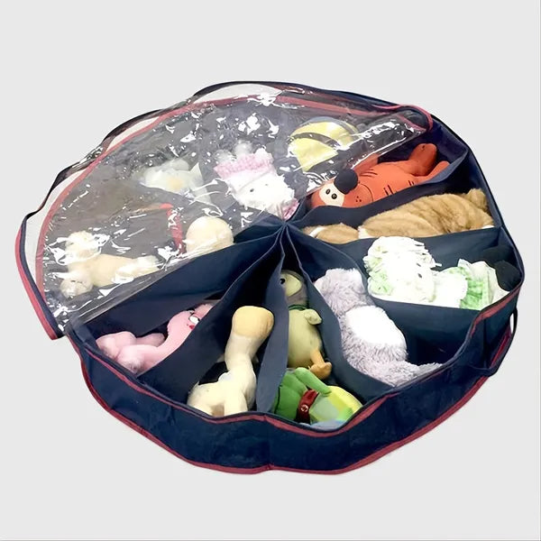 Round Under-Bed Shoe Organizer — 360° Rotating, Clear Cover