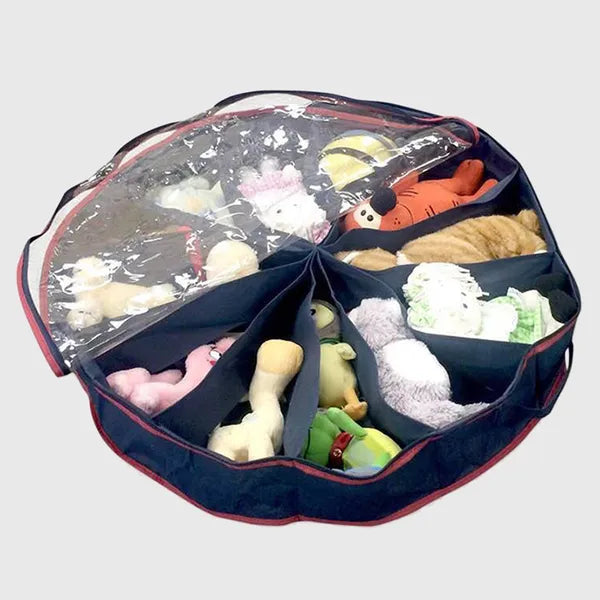 Round Under-Bed Shoe Organizer — 360° Rotating, Clear Cover