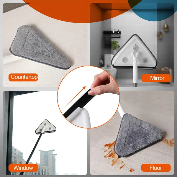 Extendable Wall & Ceiling Cleaning Mop — Triangle Head with Pads
