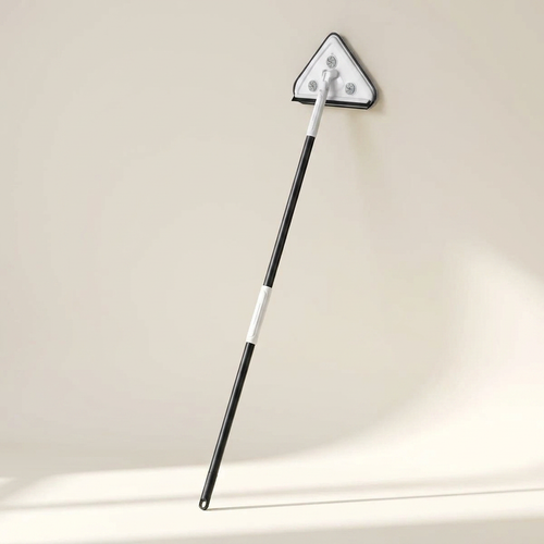 TidyLark extendable wall & ceiling cleaning mop, full telescoping pole with triangle microfiber head — studio product photo